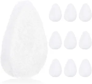 10 Pack - VerdeVida Facial Sponge/Face Scrubber, Buff Puf Style Pads, Deep Cleansing & Exfoliating, White