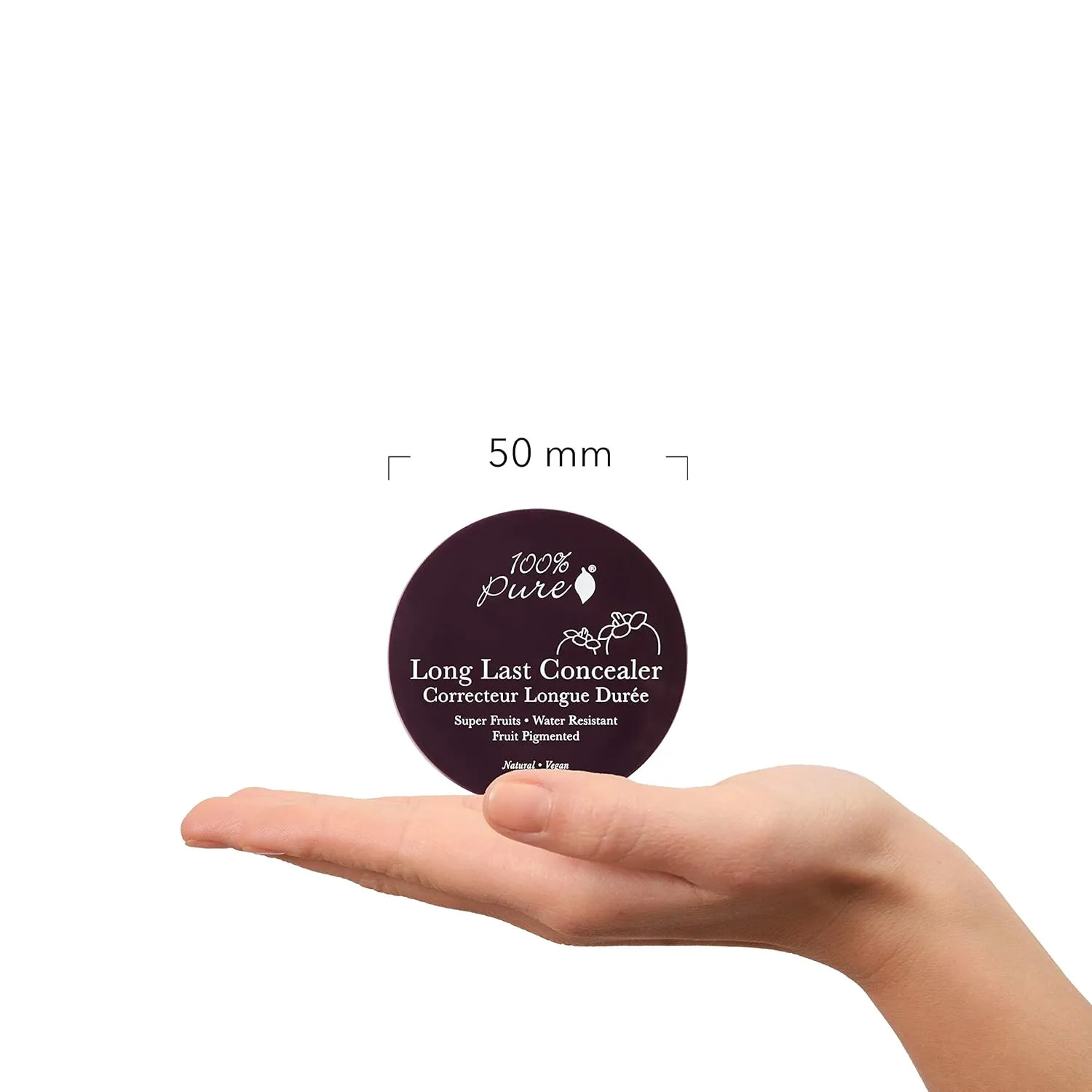 100% PURE Fruit Pigmented Long Last Compact Concealer, Toffee, Full Coverage Concealer, Diminish Dark Circles (Tan with Yellow Undertones) - 0.11oz