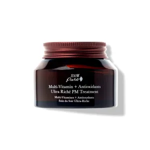 100% PURE Multi-Vitamin   Antioxidants Ultra Riche PM Treatment Skin Renewing Night Cream Vitamin C & Retinol Facial Moisturizer, Powerful Anti-Aging Moisture Replenishment - 1.5 oz