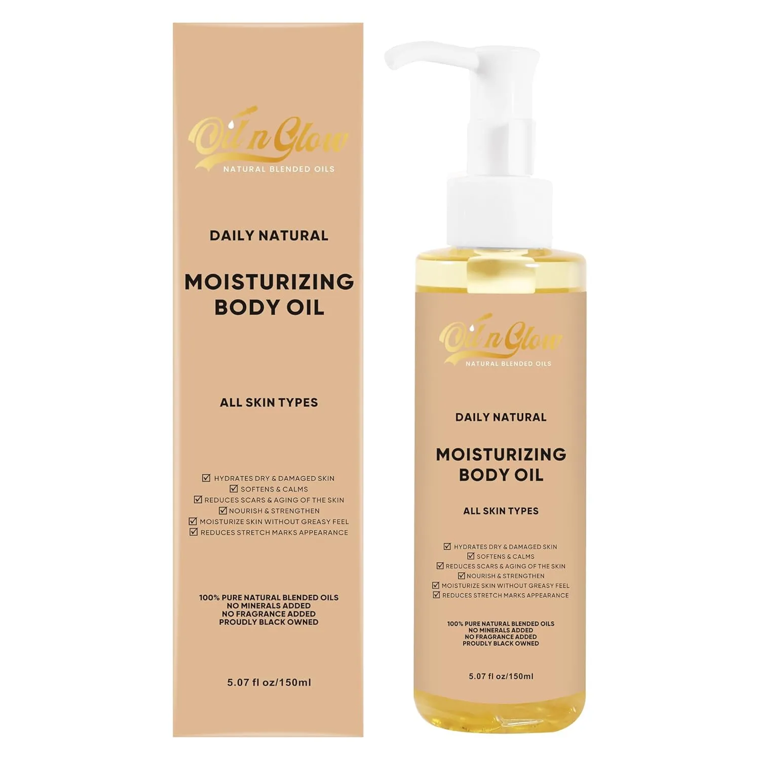 100% Pure Natural Hydrating Body Oil After Shower With Vitamin E, Coconut, Jojoba, Olive, Almond - Moisturizing Oil For Dry Skin, Non-Greasy Body Oils For Women & Men - Unscented 5.07 fl oz