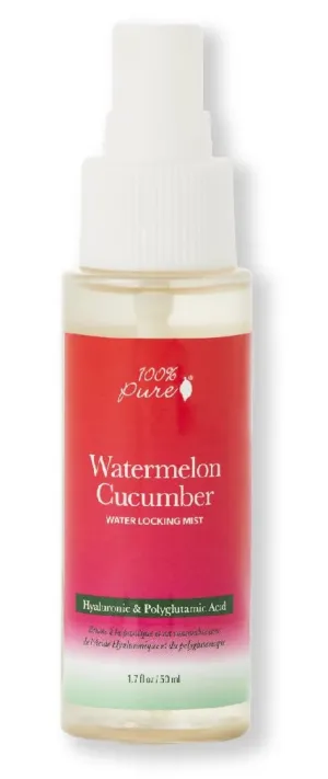 100% PURE Watermelon Cucumber Water Locking Mist for Face Hydrating Skincare - Hyaluronic Acid & Niacinamide Replenishing Plumped Up Glow - Vegan Skin Moisturizer - 1.7 fl oz