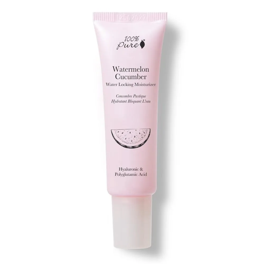 100% PURE Watermelon Cucumber Water Locking Moisturizer Natural Facial Hydration Boost with Hyaluronic Acid Replenishing Anti Aging Face Cream & Quenching Dry Skin Care Vegan - 1.4 fl oz