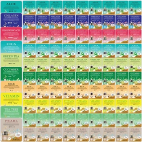 100 pcs Vegan Combo, Ultra Hydrating Essence Mask, Korean Facial Mask Sheet (10 x 10 Types), Made in Korea