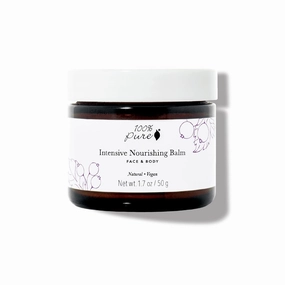100% PURE Intensive Nourishing Balm Face & Body Cream Moisturizer Luxuriously Thick Replenishment Powerful Hydration & Dry Skin Care - Vegan - 1.7oz