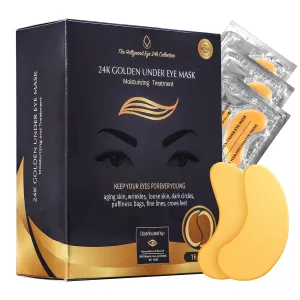 16 Pairs 24K Gold Under Eye Patches, Anti-Aging Eye Mask, Under Eye Mask Dark Circles and Puffiness, Wrinkles Patches with Hydrogel, Collagen Eye Pad