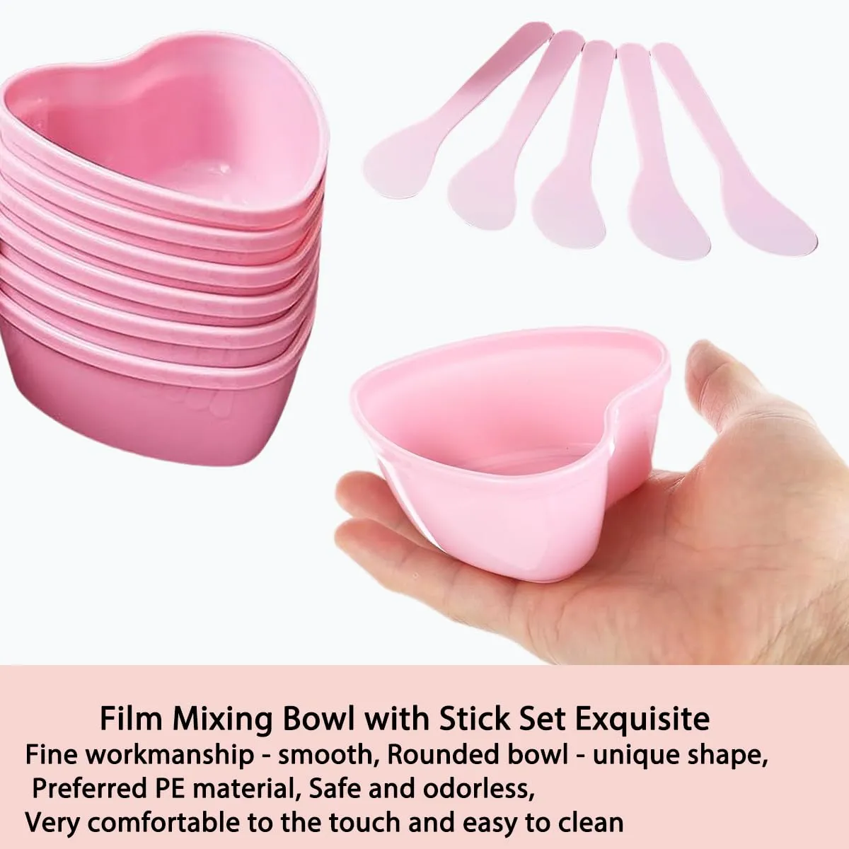 20 Pairs Pink Heart-shaped Plastic Facial Mask Mixing Bowls Set with Spatulas - DIY Skincare Mixing Tool Kit, Mud Masks, Home Salon, and Beauty Salon Use, Face Mask Applicator Tool(20Pcs)