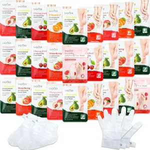 24 Pcs Fruits Beauty Hand Foot Mask Bulk Hydrating Hand Foot Moisturizing Gloves Shea Butter Aloe Mask for Spa Kit Beauty Skincare Gift Beauty Kits for Women