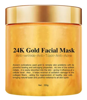 24K Gold Peel Off Face Mask, Rejuvenating Collagen Facial Mask For Flawless Skin, Reduces Fine Lines & Wrinkles, Clears Acne, Minimizes Pores, Moisturizes & Firms Up Your Skin, 250g