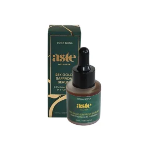 24K Gold Saffrom Serum - Natural, Vegan Anti-Aging Face Serum for Radiant Skin, Deep Hydration & Skin Repair, Ayurvedic with Saffron, Rose, Lavender & Pumpkin Seed (0.68 oz)