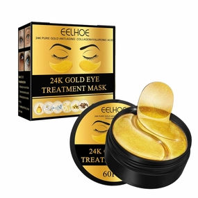 24K GOLD EYE TREATMENT MASK Patches - 60 Pcs Eye Masks for Dark Circles, Puffiness, Wrinkle - Skin Care with Collagen, Hyaluronic Acid - Anti-Aging & Rejuvenating Hydrogel Eye Patch (1Pcs)