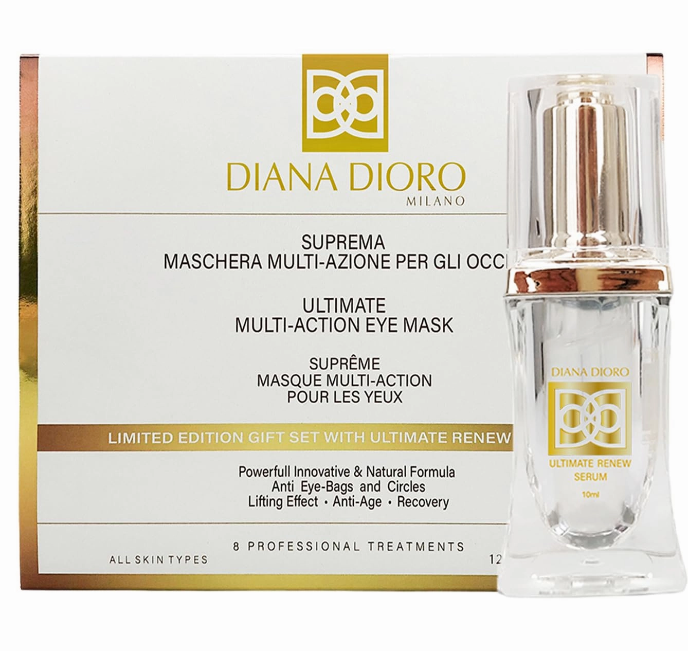 24K ULTIMATE Eye Care Set - Luxurious Anti-Aging Masks & Serum - Effective Under Eye Treatment for Puffiness, Dark Circles, Wrinkles