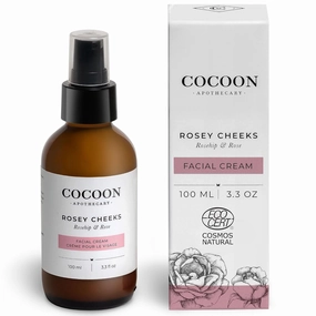 3.3 fl oz Organic Rosey Cheeks Facial Cream | Deep Hydration, Ecocert Cosmos Natural, Moisturizer For Women, Sensitive,Dry,Normal Skin | moisturizer face cream|Rosehip Oil, Avocado Oil, Shea Butter