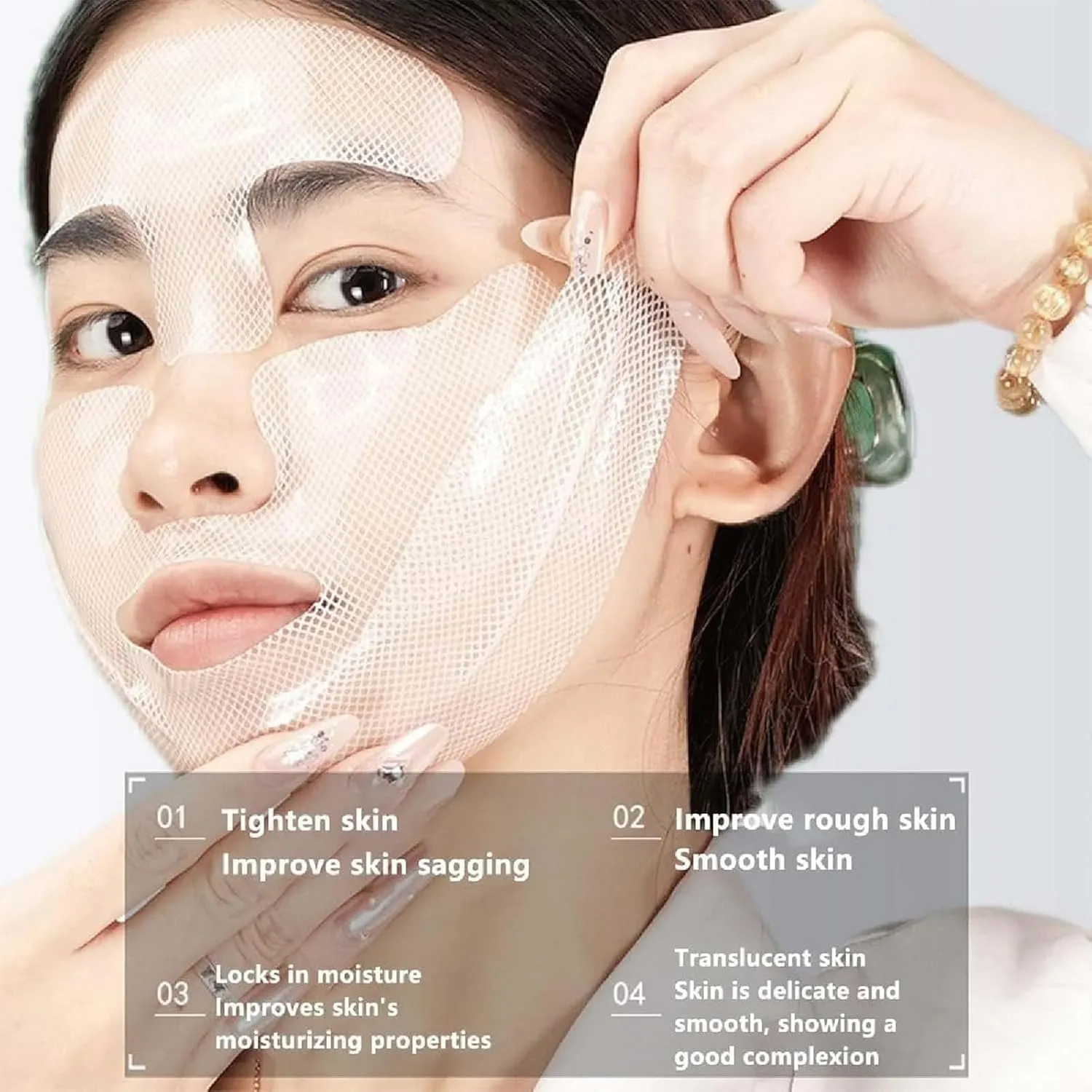 3D Lifting Collagen Full Face Tension Gel Mask, Deep Collagen Facelift Mask, Korean Collagen Face Mask for Improve Skin Elasticity, Firming Anti Wrinkle Moisturizing Rejuvenating (10pcs)