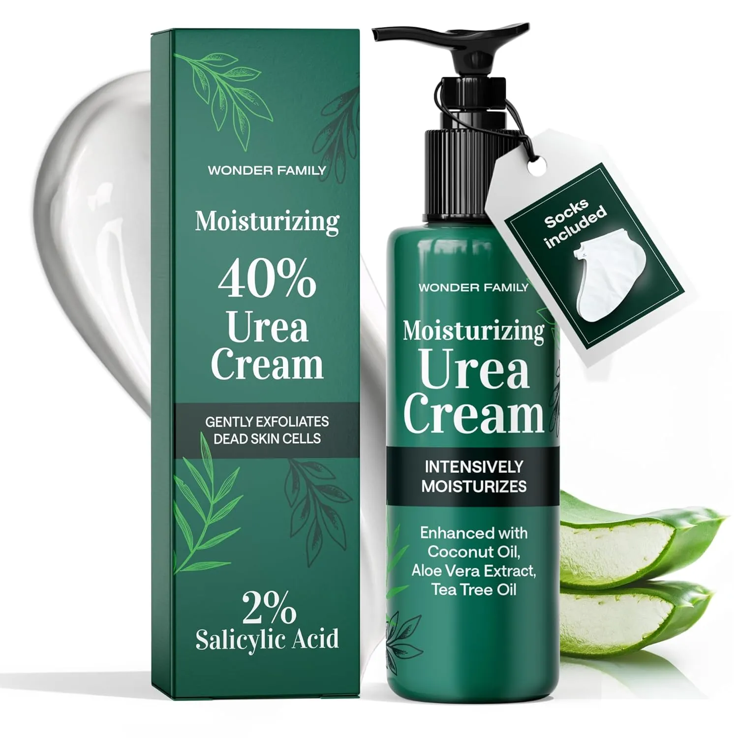 40% Urea Cream for Feet with 2% Salicylic Acid Aloe Tea Tree Oil for Skin - Athletes Foot Cream Extra Strength - Dry Hand Cream for Dry Cracked Hands - Urea Cream 40 Percent for Feet Maximum Strength