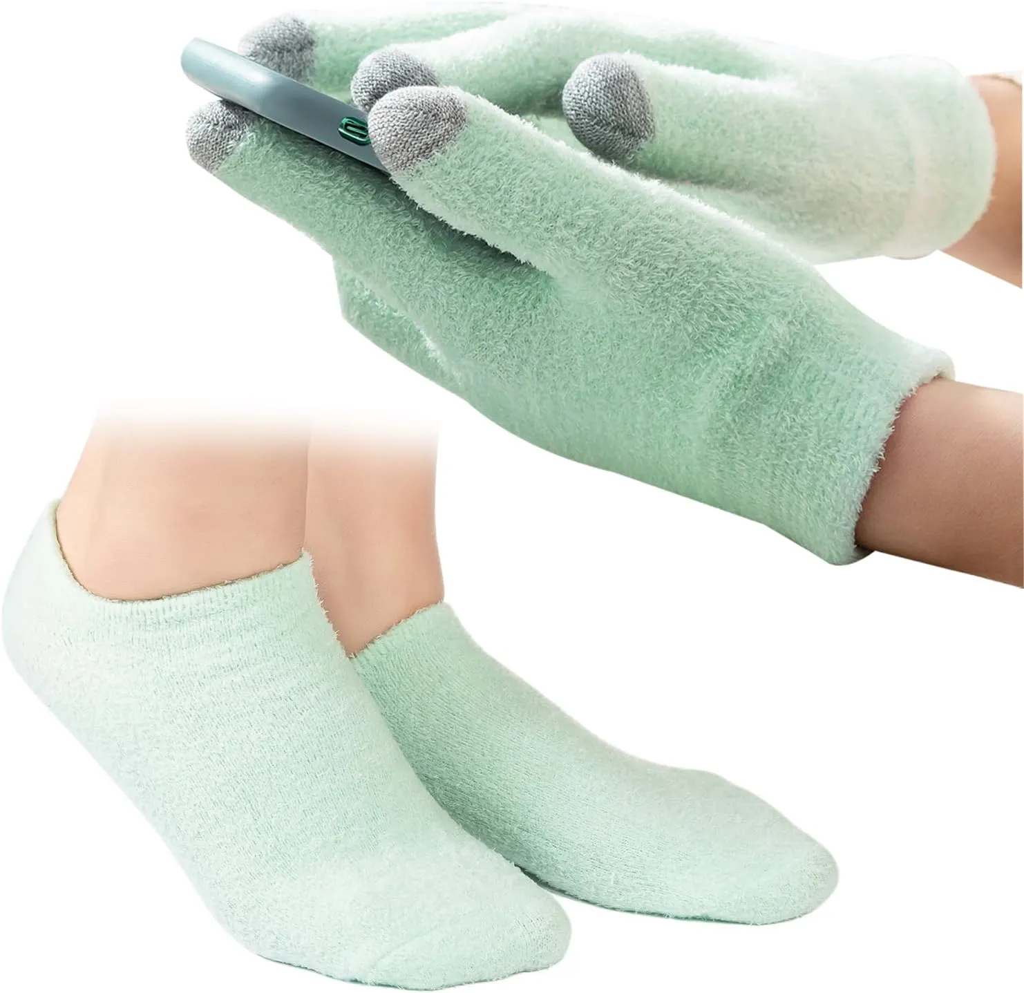 4Pcs Touch Screen Moisturizing Gloves and Socks, Spa Moisturizing Therapy Sock ＆ Glove, Soften Repairing Dry Cracked, Hands Feet Skin Care, Effective in Repair Dry and Chapped Hands and Feet Skin Care
