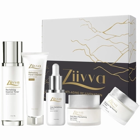 5-Piece Rejuvenation Kit: Facial Cleanser, Essence Toner, Deep Revitalizing Serum, Radiance Age-Reversing Cream, Multi-effect Eye Cream - Complete Anti-Aging Skincare Set for Radiant, Youthful Skin