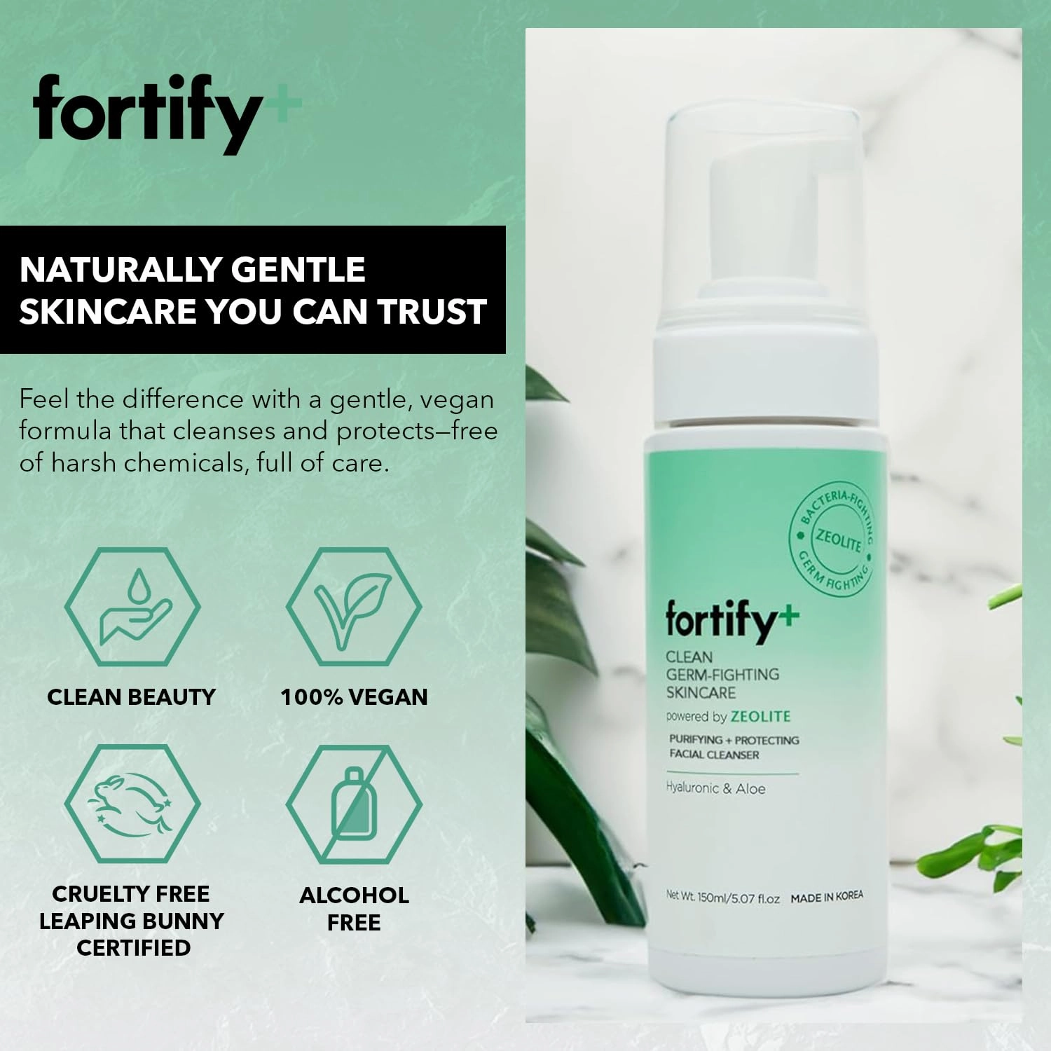 9-in-1 Korean Foaming Facial Cleanser with Hyaluronic Acid & Aloe - Deep Purifying Face Wash - Dermatologist Tested, Vegan, Clean Beauty, All Skin Types - 150ML/5.07Fl.Oz - Pack of 2