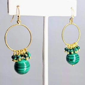 "Malachite - SO RIGHT! 2" Earrings - Malachite, Gold Sterling