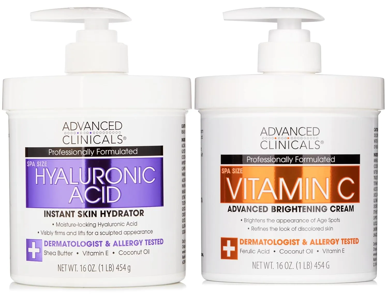 Advanced Clinicals Hyaluronic Acid Hydrating Cream   Vitamin C Brightening Cream Set