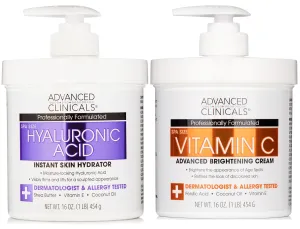 Advanced Clinicals Hyaluronic Acid Hydrating Cream   Vitamin C Brightening Cream Set
