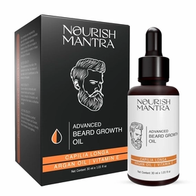 Advanced Beard Growth Oil/Made with Capilia Longa, Argan Oil, Vitamin E and Jojoba Oil/For Fuller, Thicker and Healthier Beard Growth - 30ml | 1.01 Fl Oz (Pack of 1), Natural