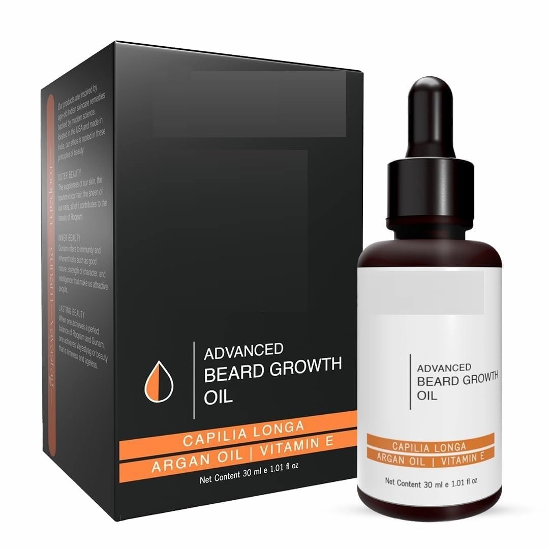 Advanced Beard Growth Oil/Made with Capilia Longa, Argan Oil, Vitamin E and Jojoba Oil/For Fuller, Thicker and Healthier Beard Growth - 30ml | 1.01 Fl Oz (Pack of 1)