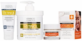 Advanced Clinicals Retinol Firming Cream   Retinol Travel Size Firming Cream   Vitamin C Brightening Face Gel Cream Set