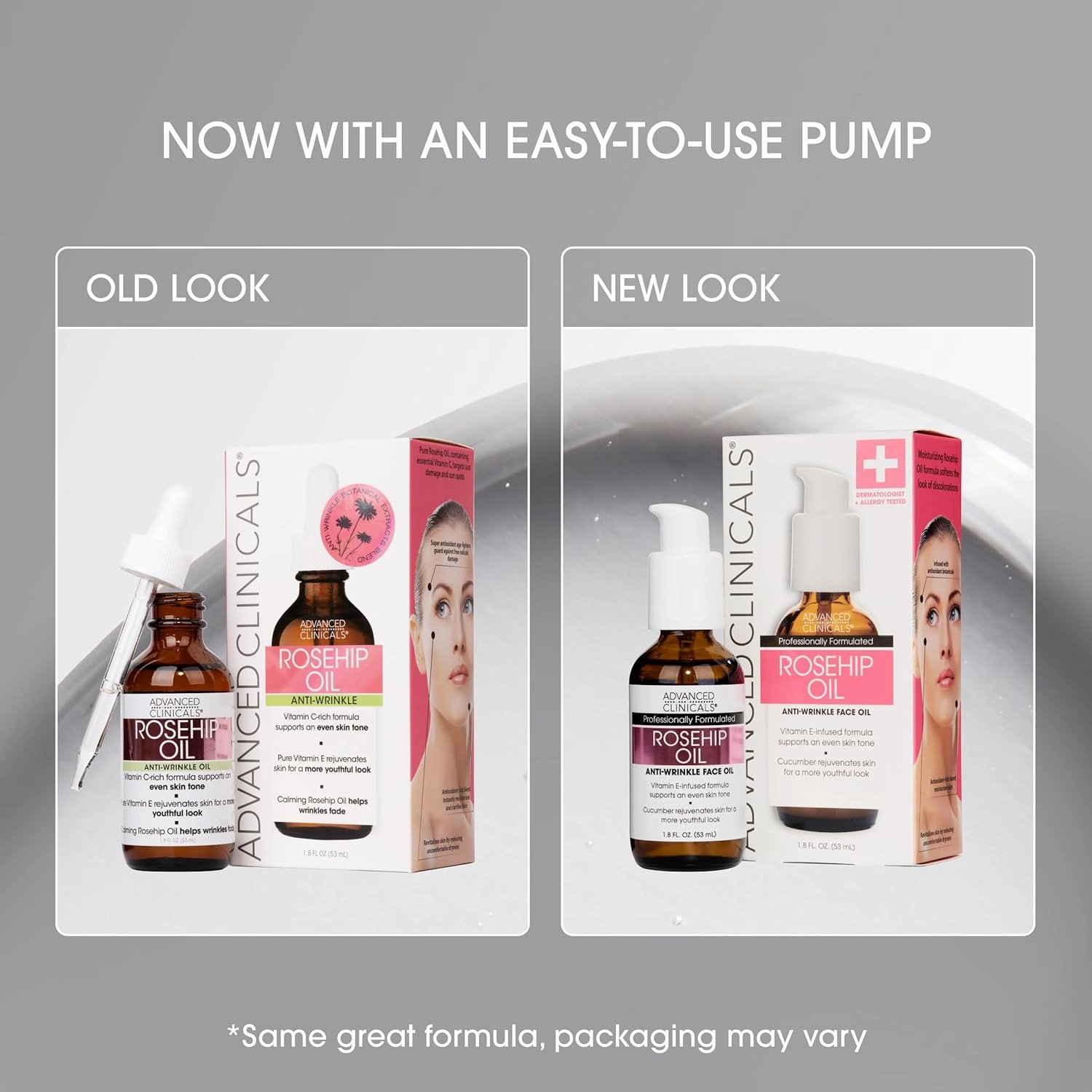 Advanced Clinicals Rosehip Oil For Face With Vitamin E   Botanicals Helps Improve Look Of Dark Spots, Wrinkles, Fine Lines, & Uneven Looking Skin Tone | Moisturizing Skin Care Face Serum, 2-Pack