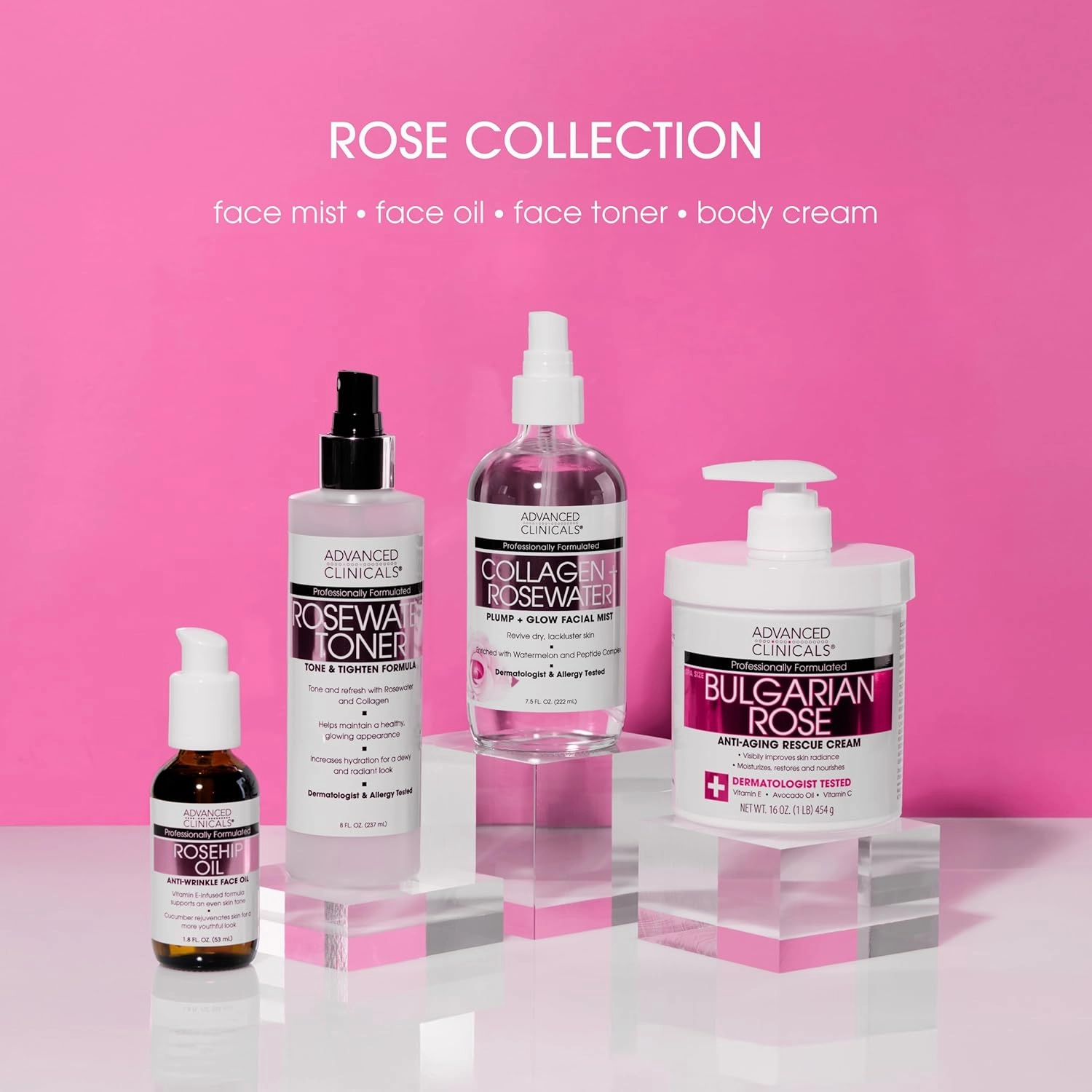 Advanced Clinicals Rosehip Oil For Face With Vitamin E   Botanicals Helps Improve Look Of Dark Spots, Wrinkles, Fine Lines, & Uneven Looking Skin Tone | Moisturizing Skin Care Face Serum, 2-Pack