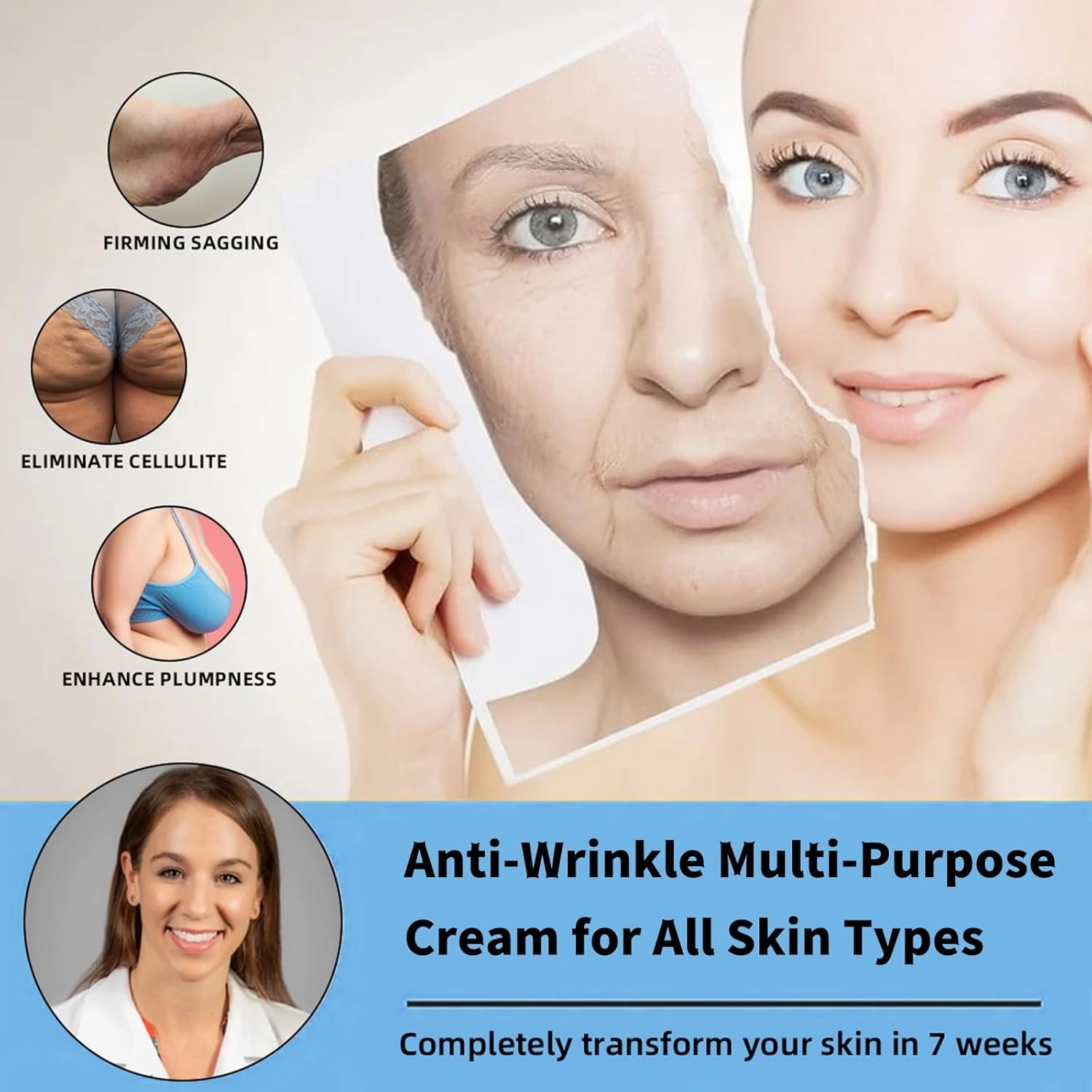 Aeehfengf Firm Tighten Skin Tighten Cream, Anti-Aging Neck Cream, Aeehfengf Skin Firming Cream for Tightening and Wrinkles on Neck & Décolleté -for All Skin Types (3 Bottle)