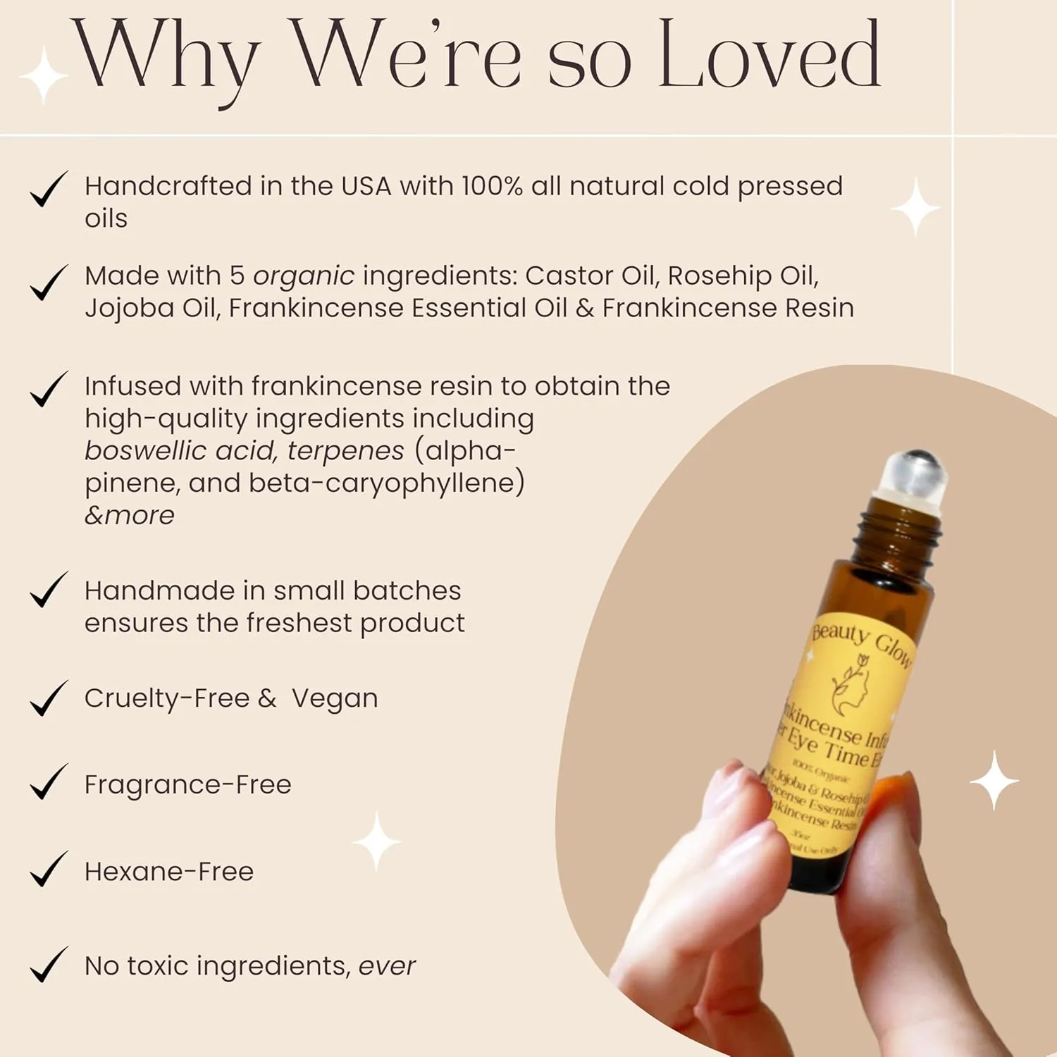 Age Eraser Rollerball Organic Castor, Rosehip & Jojoba Oils Frankincense Essential Oil & Resin Infused Anti-Aging Miracle Moisturizer Roller Ball Skincare Hydrates Skin Under Eyes for Face