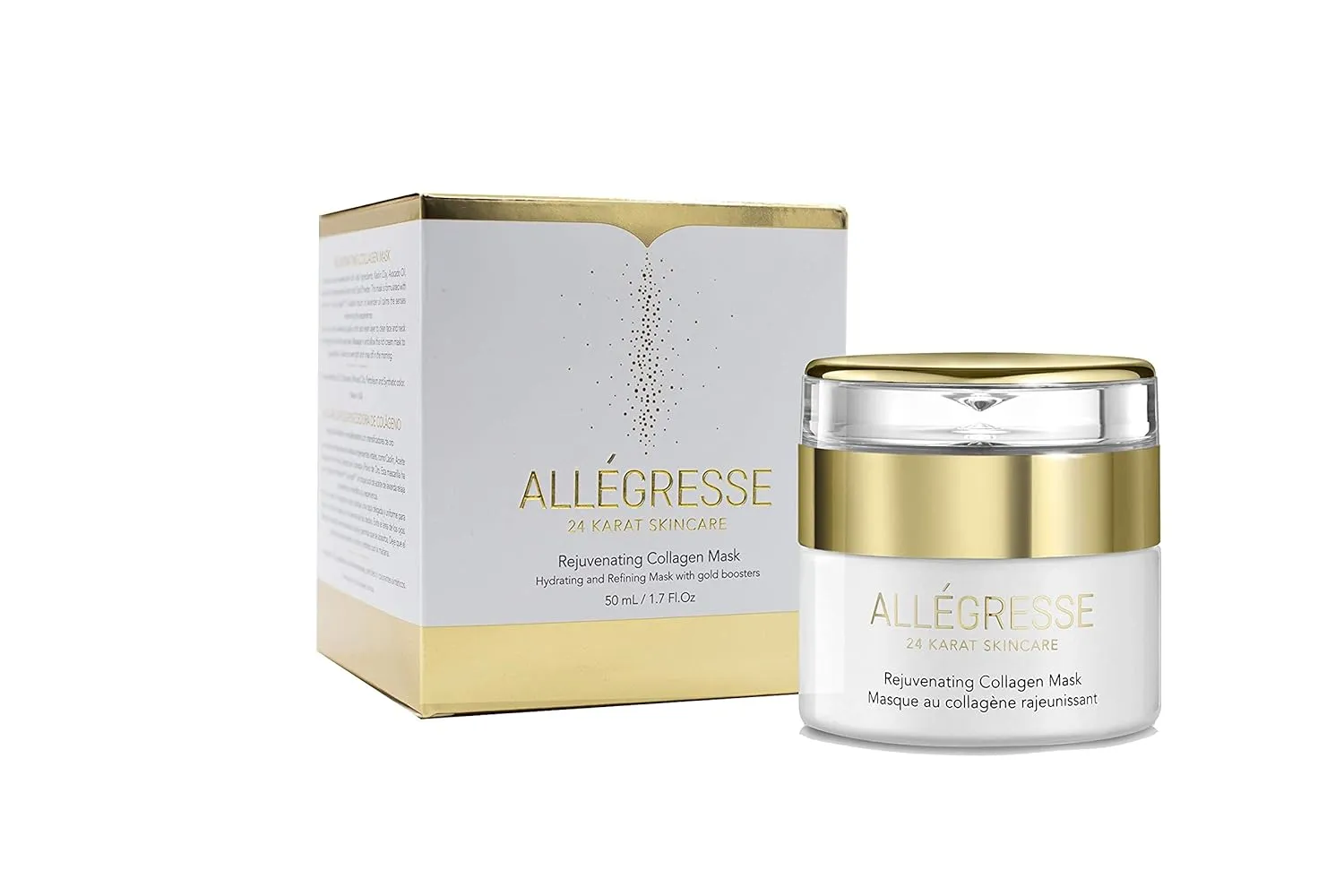 ALLÉGRESSE 24 KARAT SKINCARE Gold Rejuvenating Collagen Face Mask - Deep Hydration Face Mask - Anti Aging Face Mask - Hydrating - Moisturizing - With Natural Oils, Extracts, Rich Antioxidants, 1.7 oz
