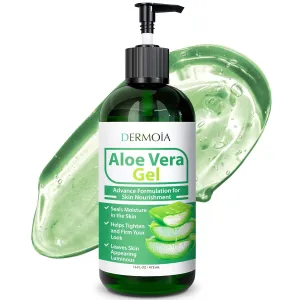 Aloe Vera Gel Body Moisturizer - Sunburn Relief Aloe Vera Gel for Skin with Apple Stem Cell, Cucumber & Violet Hydrosol - Hydrating Facial Moisturizer for Dry Skin - Scalp Moisturizer 16oz