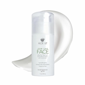 Aloe Up For the Face Daily Moisturizer with SPF 25 Sunscreen - Alcohol-Free Broad Spectrum Facial Lotion With Aloe Vera Gel - Dries Fast - Reef Friendly - For All Skin Types - Fragrance-Free - 1.7 Oz