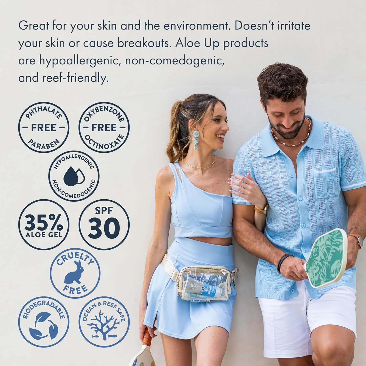 Aloe Up Sport Sunscreen Lotion SPF 30 - Broad Spectrum UVA/UVB Sunscreen Protector for Face and Body With Hydrating Aloe Vera Gel Non-Greasy No White Cast Reef Safe Fragrance-Free - 32 Oz.