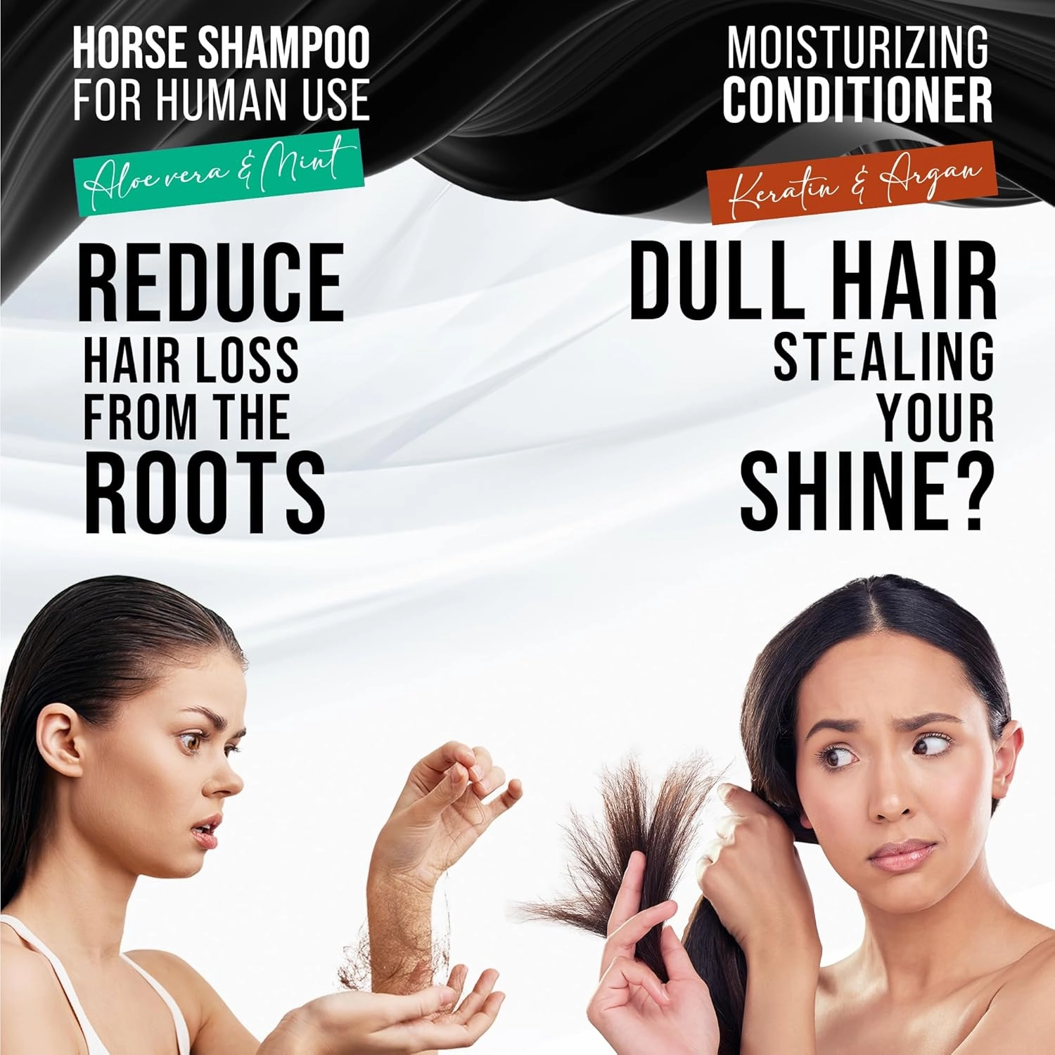 Aloe Vera & Mint Shampoo   Keratin & Argan Conditioner Bundle – As Seen on Shark Tank – Strengthens, Hydrates, Moisturizes - Perfect Bundle For Hair Growth, 33.8 Fl Oz, Duo Pack