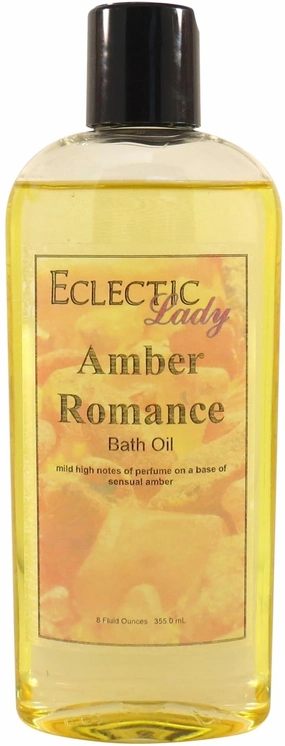 Amber Romance Bath Oil by Eclectic Lady - Scented Bath Oil - Relaxing & Moisturizing Bathing Oil - Fragrance Body Oil For Dry & Rough Sensitive Skin - Body Daily Nourishing Shower Oil (8 oz)
