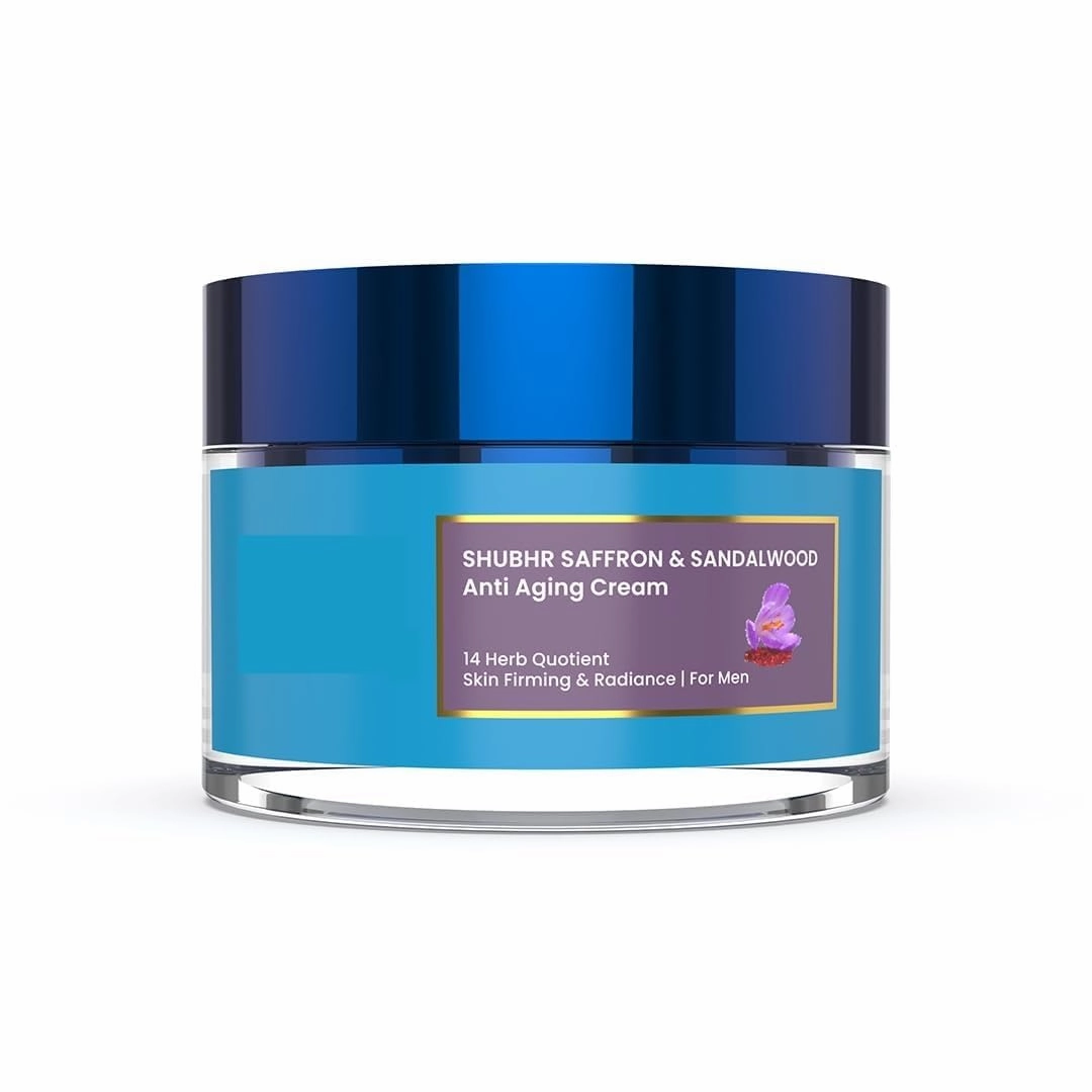 AMC Men Face Cream Natural Skin Brightening Cream Anti Aging Cream for Men with Sandalwood Saffron and Almond Oil (14 Herbs 50g)