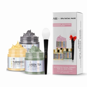 ANAI RUI SPA Mask Set-Turmeric Clay Mask,Green Tea Mask,Rose Clay Mask and Dead Sea Mud Mask for Facial Mask for Deep Cleansing, Moisturizing and Pore Cleansing Total 140g