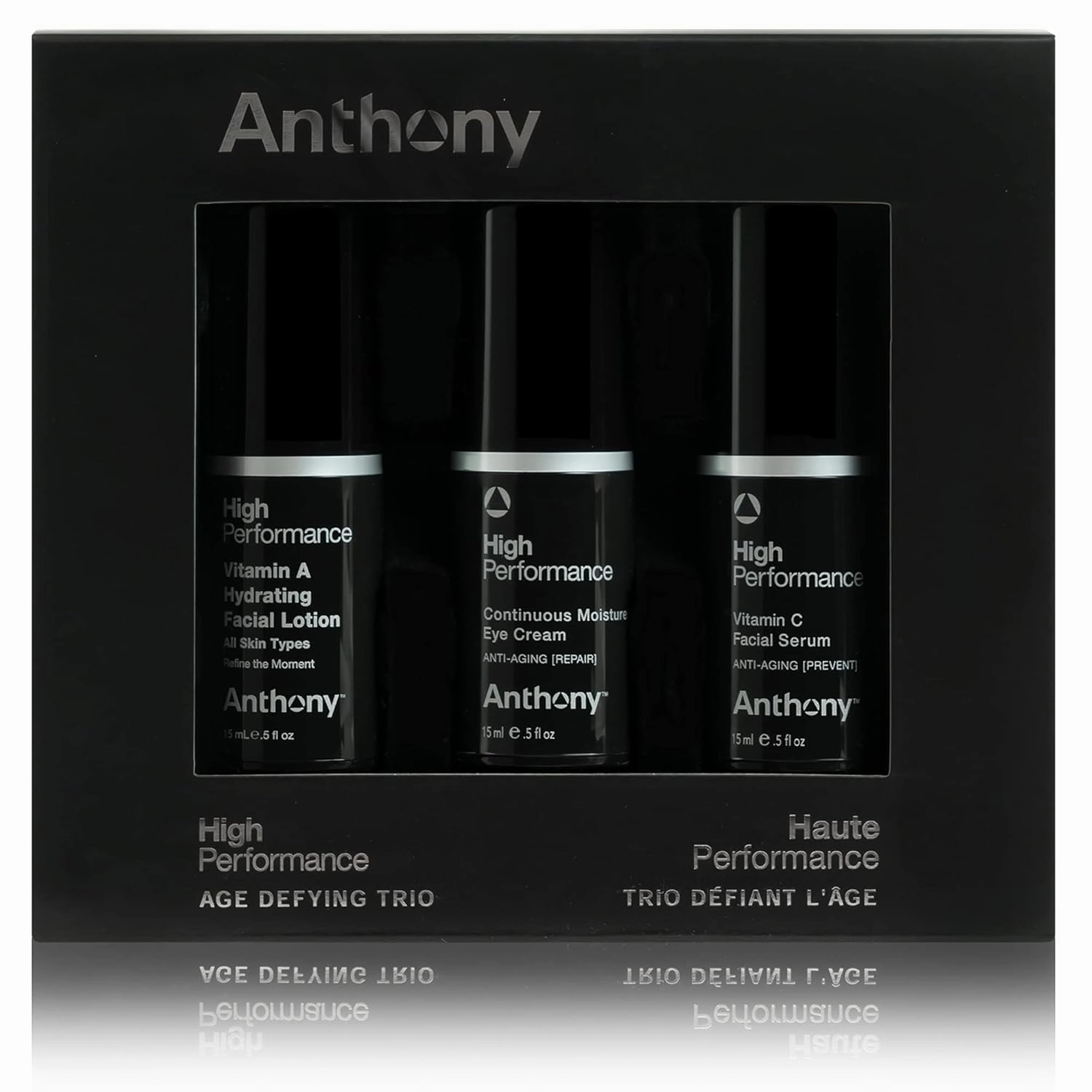 Anthony High-Performance Trio Kit – Eye Cream (0.5 Fl Oz), Vitamin C Facial Serum (0.5 Fl Oz), and Vitamin A Hydrating Facial Lotion (0.5 Fl Oz) – Anti-Aging Skincare for All Skin Types