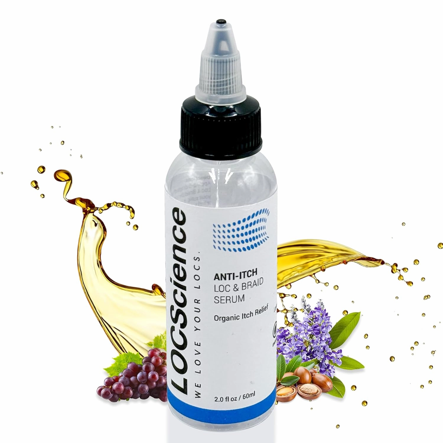 Anti Itch LOC and Braid Serum Moisturizing, Frizz Control, Growth-Boosting Formula with Grapeseed, Tea Tree and Vitamin E Oils for Healthy, Shiny Hair (2oz)