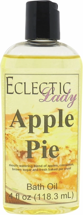 Apple Pie Bath Oil by Eclectic Lady - Scented Bath Oil - Relaxing & Moisturizing Bathing Oil - Fragrance Body Oil For Dry & Rough Sensitive Skin - Body Daily Nourishing Shower Oil (4 oz)