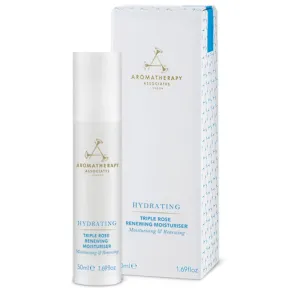 Aromatherapy Associates Hydrating Triple Rose Renewing Moisturizer. Anti-Aging Face Cream Rejuvenates and Nourishes Skin with Essential Oils (1.69 fl oz)