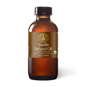 Aromatics International Vanilla Infused Jojoba Oil 4fl-oz | Organic Jojoba Oil Infused with Natural Vanilla for Skin Care, Hydration, and Moisturizing