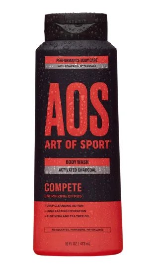 Art of Sport Men’s Body Wash, Charcoal Activated Shower Soap, Citrus Fragrance, Made with Natural Botanicals, Moisturizing Tea Tree Soap, Made for Athletes, Compete Scent, 16 fl oz (Pack of 1)