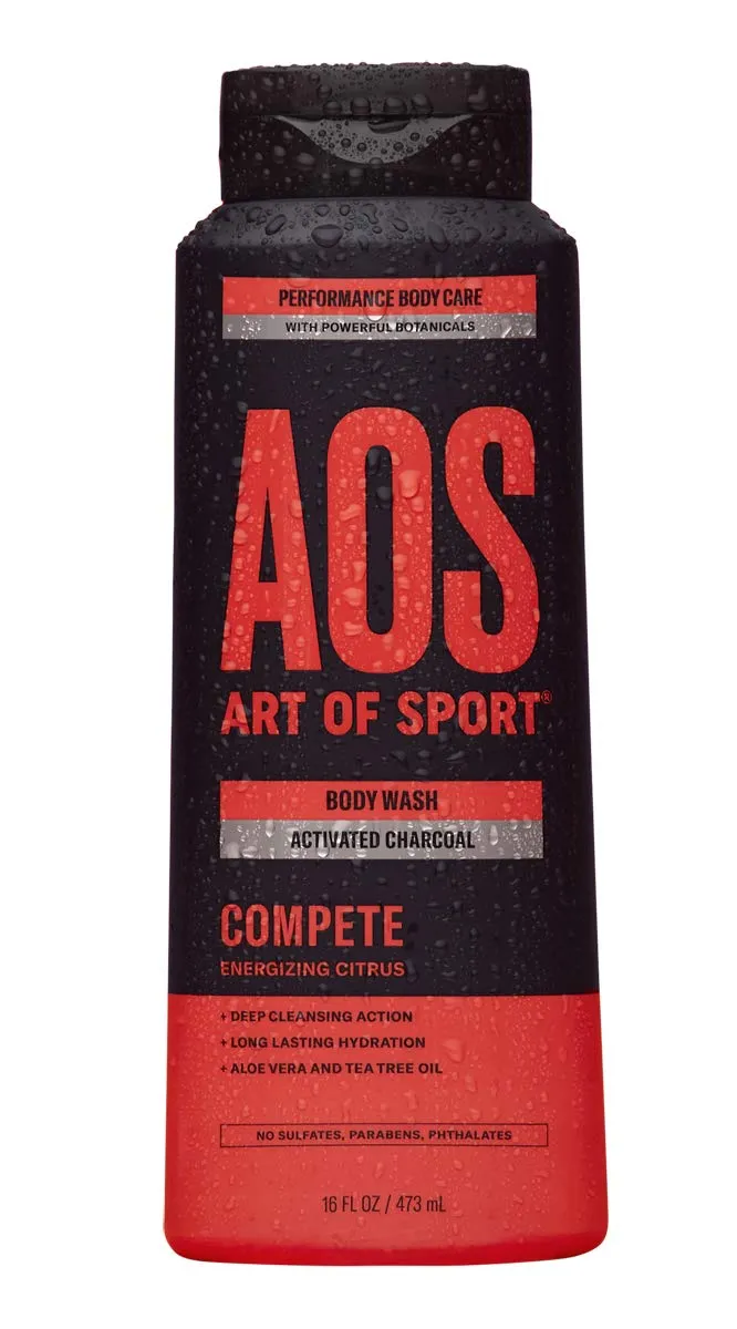 Art of Sport Men’s Body Wash, Charcoal Activated Shower Soap, Citrus Fragrance, Made with Natural Botanicals, Moisturizing Tea Tree Soap, Made for Athletes, Compete Scent, 16 fl oz (Pack of 1)