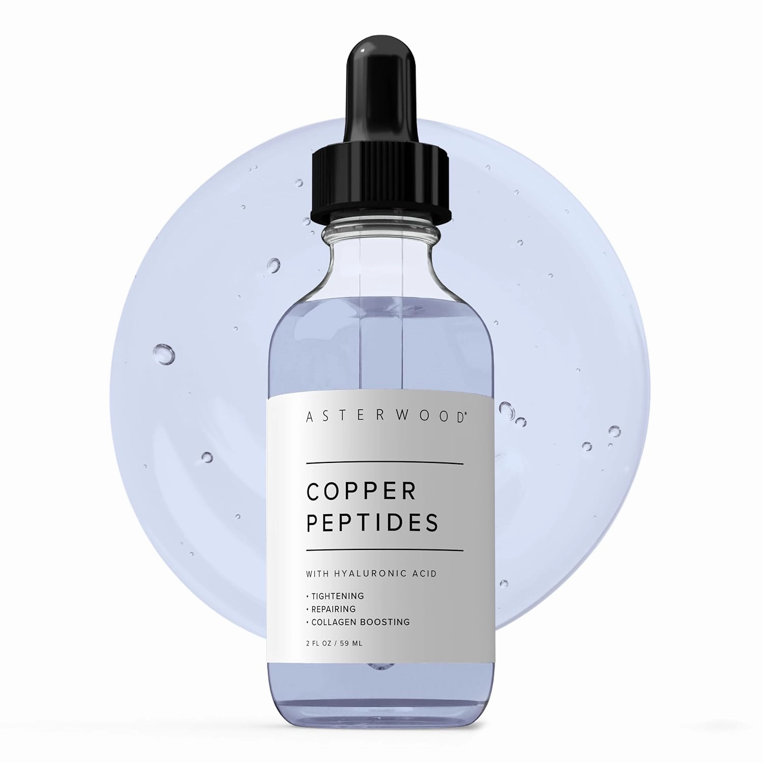Asterwood Copper Peptides Serum for Face - Tightening, Repairing, Collagen Boosting - with GHK-Cu and Hyaluronic Acid - 2 Fl Oz