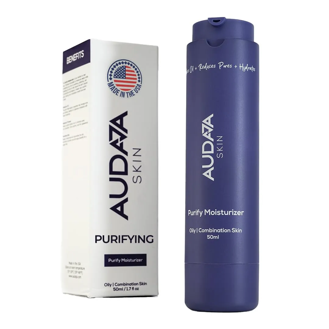 Audra Skin Purify Moisturizer for Oily and Combination Skin 50ml – Face Moisturizer with Green Tea, Shea Butter, Cucumber & Rosemary – Hydrating, Pore Minimizing, Dermatologist Tested