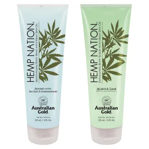 Australian Gold Hemp Nation Shower Bundle - Sea Salt & Sandalwood Body Wash (8 Fl Oz) and Agave & Lime Body Scrub (8 Fl Oz), Moisturizing Wash and Exfoliating Scrub, Pure Hemp Seed Oil