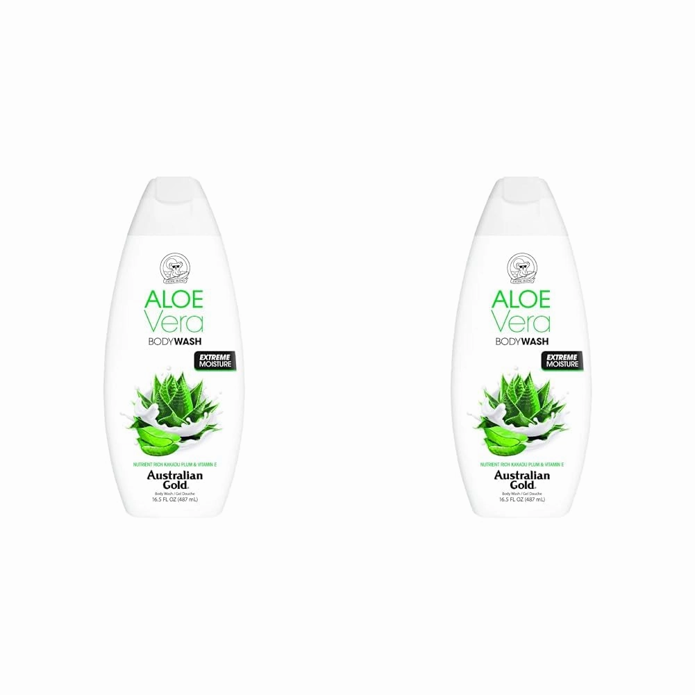 Australian Gold Body Wash, Gentle & Moisturizing with Nutrient Rich Kakadu Plum & Vitamin E, Aloe Vera, 16.5 Ounce (Pack of 2)
